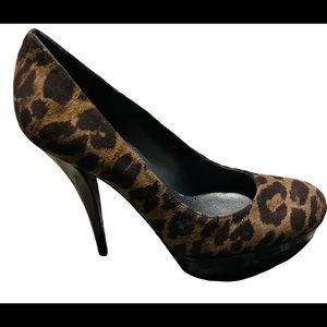 NEW!!Stuart Weitzman Leopard Print Leather Suede Heels 8M